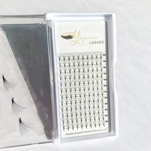 0.03mm 12D 14D 16D 20D Korean PBT Fiber Pointy Base Premade Fans Russian Mega Volume Fan  Eyelashes