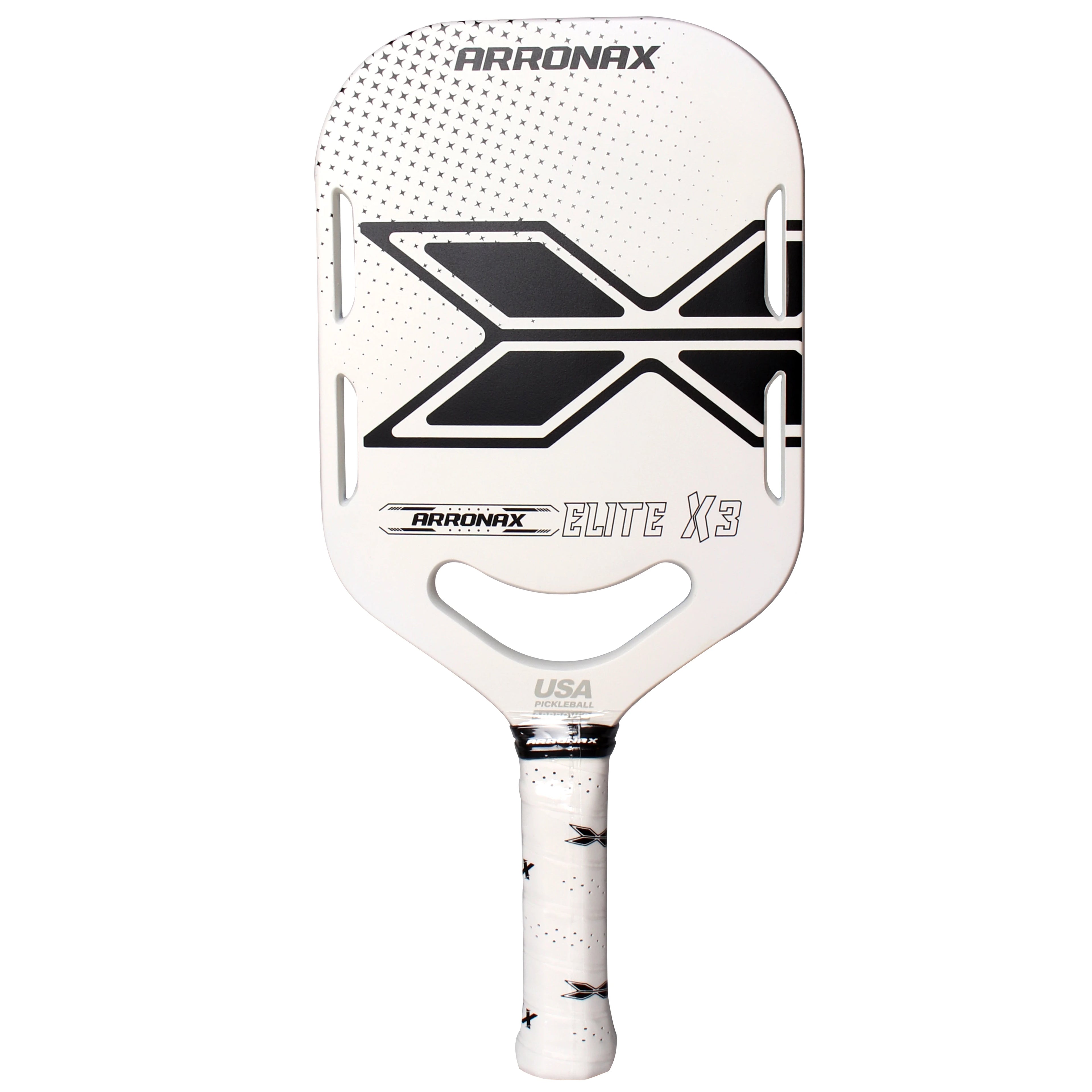 Squared-off Head Thick 16mm Core Textured Carbon Fiber Face a Two-hand Friendly 5.5" Long Handle Pickleball Paddle