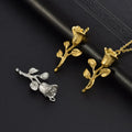 Ins 18K Gold Plated Necklace Stainless Steel Necklace Rose Flower Pendant Necklace for Women