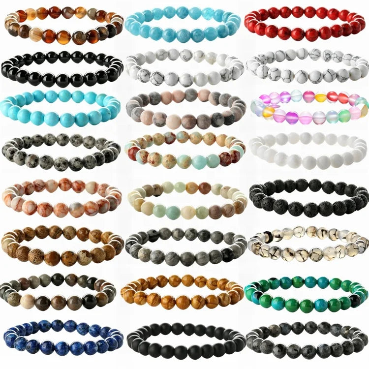 Custom 8mm 8mm Round Beads Stretch Bracelet Natural Stone Bracelet for Women
