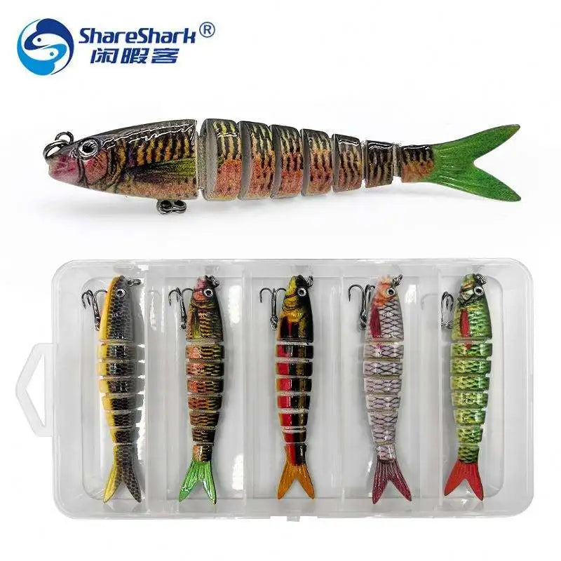Topline Tackle 8 Segment Multi Jointed Swimbait Fishing Topwater Lures Slow Sinking Hard Bass Baits Saltwater Fishing Lures Kit