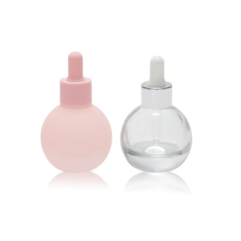 30ml pink Ball Shape Glass Essential Oil Dropper Bottle 1OZ Liquid Foundation Lotion Bottle Dispense Essence Bottle