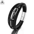 Man Custom Jewelry Stainless Steel Leather Cuff Bracelet Luxury Leather Bracelet Jewelry for Man