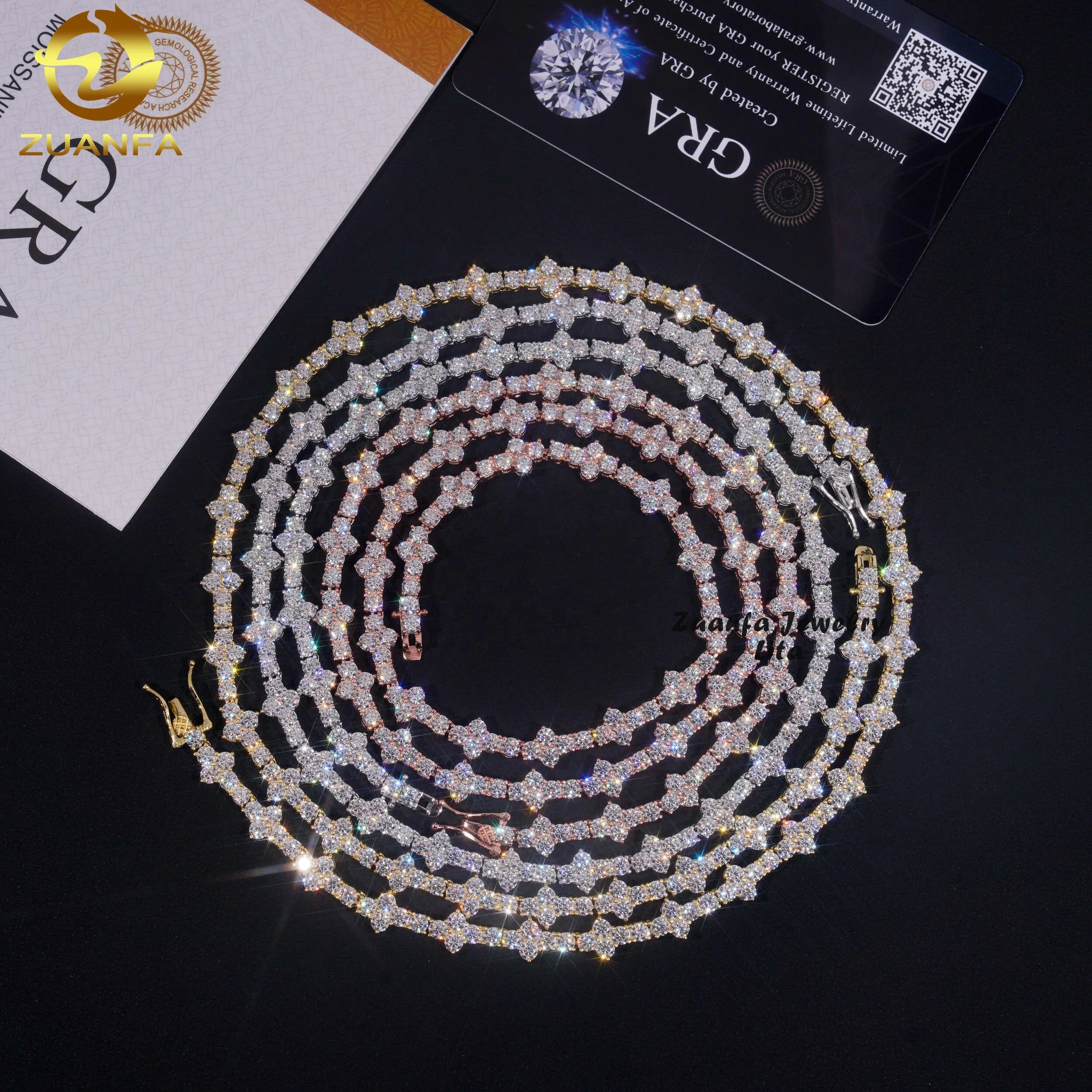 Hot Sale 925 Silver Pass Diamond Tester Gold Plated 3mm Cross VVS Moissanite Tennis Chain