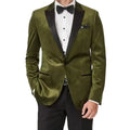 Army Green Velvet Men's Suits Blazer Pants Set Fashion 2 Piece Set Suit Pants Business Wedding Suits for Men