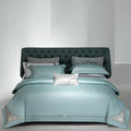 Egyptian Cotton 1800 Bedsheets Queen king Size Embroidered Comforter Cover Green Bedding Sets Supplier