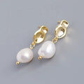 Fashion 925 Sterling Silver Irregular Baroque Freshwater Pearl Dangling Pearl Stud Earring for Women Jewelry