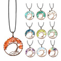 Tree of Life Chakra Jewelry Pendants Amethyst Rose Chakra Crystal Gemstone Necklace