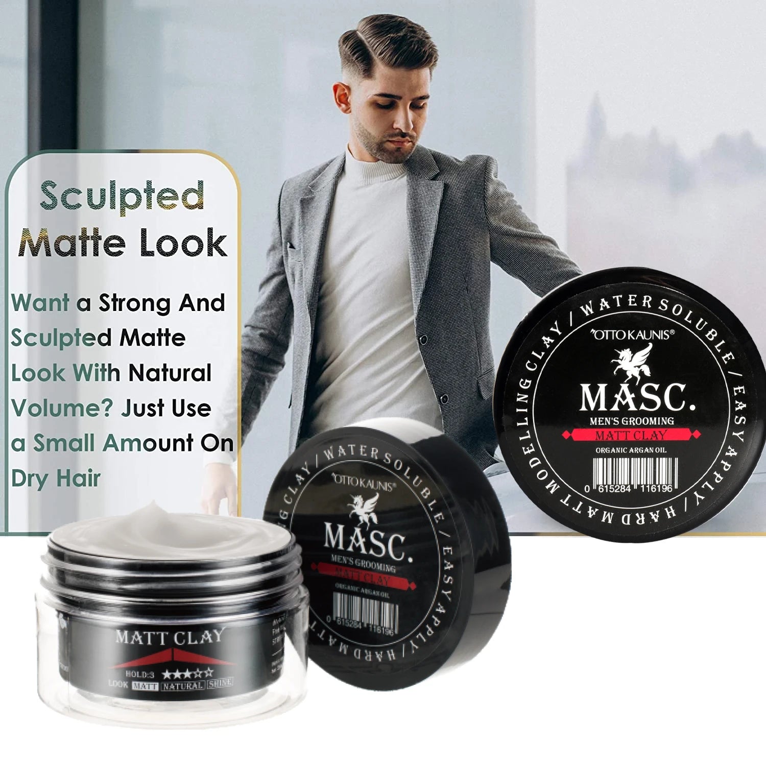Private Label Organic Strong Hold Professional Waterproof Shine Style Matt Clay Hair Cream 80g Dry/Frizzy/Curly Hair Men