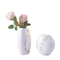 Home Furnishing Luxury Gold Line Handicraft Flower Decoration Porcelain Bottle Nordic Black White Ceramic Vase Face Pattern