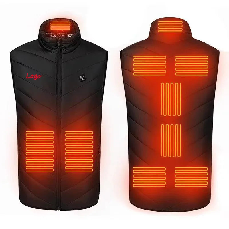 USB 5V Battery Powered 100% Polyester Winter Windproof Zipper Smart Casual Sleeveless Padding Waistcoat Electronic Heated Vest