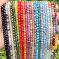 AsVrai U 3x4mm Natural Stone Beads Faceted Agate Aquamarine Turquoise Beads for Jewelry Making DIY Bracelet Necklace Accessories