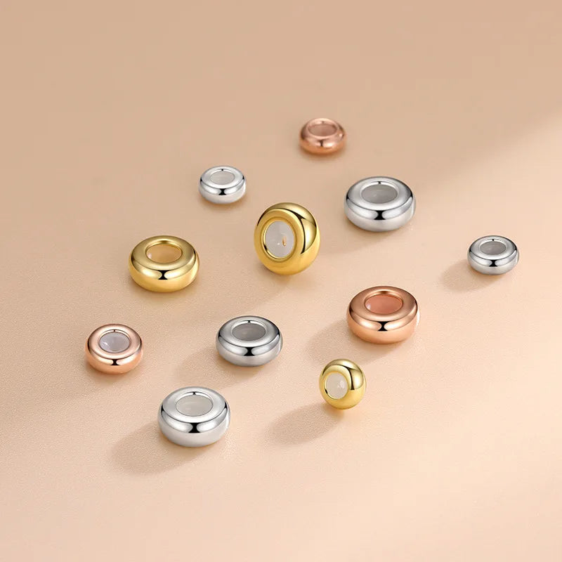 5mm 6mm 7mm Diy Jewelry Supplies 925 Sterling Silver Positioning Beads Gold Wheel Slider Bead for Bracelets Necklace Making