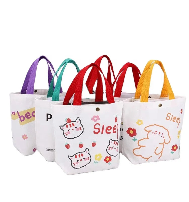 Hot Sale Eco-Friendly Reusable Designer Cloth Canvas Cotton Shopping Tote Bag Handled Personalized Custom Logo Printed Bulk