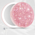Rhinestone LED Lighted Compact Mirror Bling Portable Travel Makeup Mirrors 3.5 Inch Rechargeable Mini Magnifying Pockets Mirror