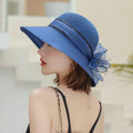 Ladies Hat Leisure Beach Women Sun Caps Elegant Wide Brim Hat Silk Flower Bucket Hat Casual Cap Female Fedora