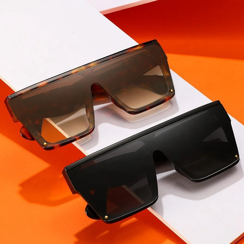 2026 Customized Ins Style Shaded Oversized square Frame Uv400 Lens Sun Glasses Fashion One Piece Lens Sunglasses for Women Men