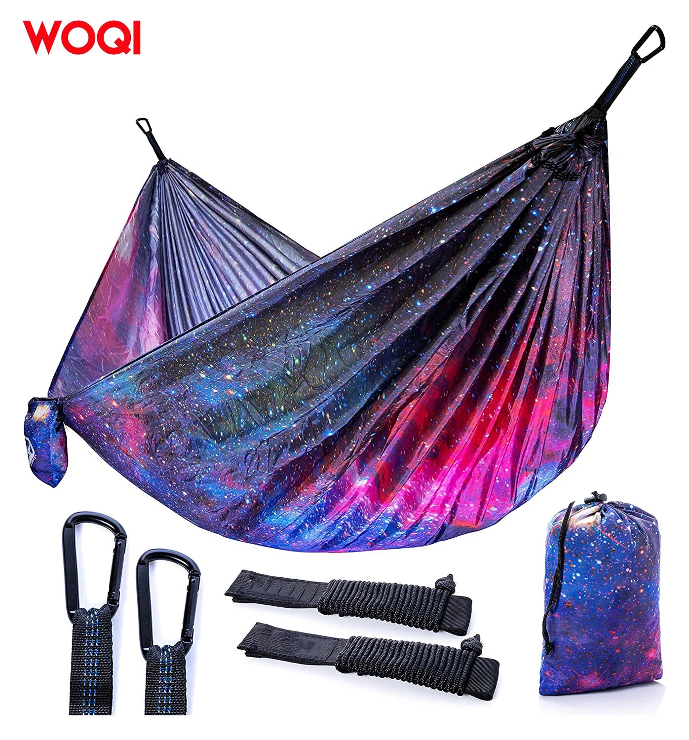 Woqi  Full  Color  Printed  Outdoor  Camping Swing Hammock with Carry Bag Lightweight 210T nylonPortable