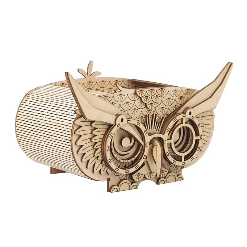 DIY 3D Owl  Wooden Jigsaw Puzzle Pencil Vase  for Christmas and New Year Holiday Gift