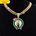 Fashion Custom Design Boston Celtics Basketball Team Pendant Necklace Ice Out Cuban Chain Jewelry for Fans Best Gift