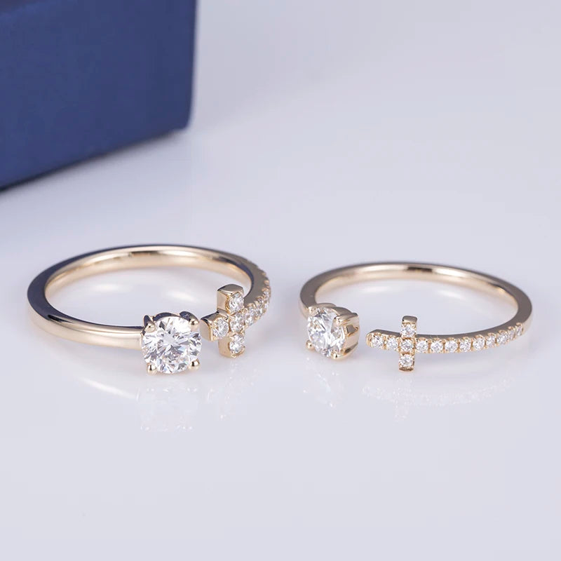 Fashion Jewelry MSR-567 Engagement Wedding Ring 14K Gold Main Stone 0.5ct D VS1 Round Lab Grown Diamond Ring