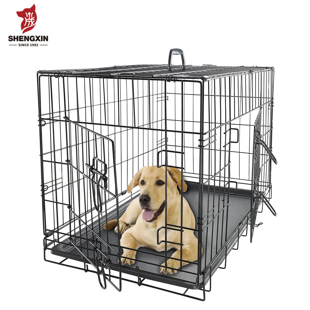 Factory Wholesale Multisize Black Outdoor Folded Wire Dog Cage for Large Dog