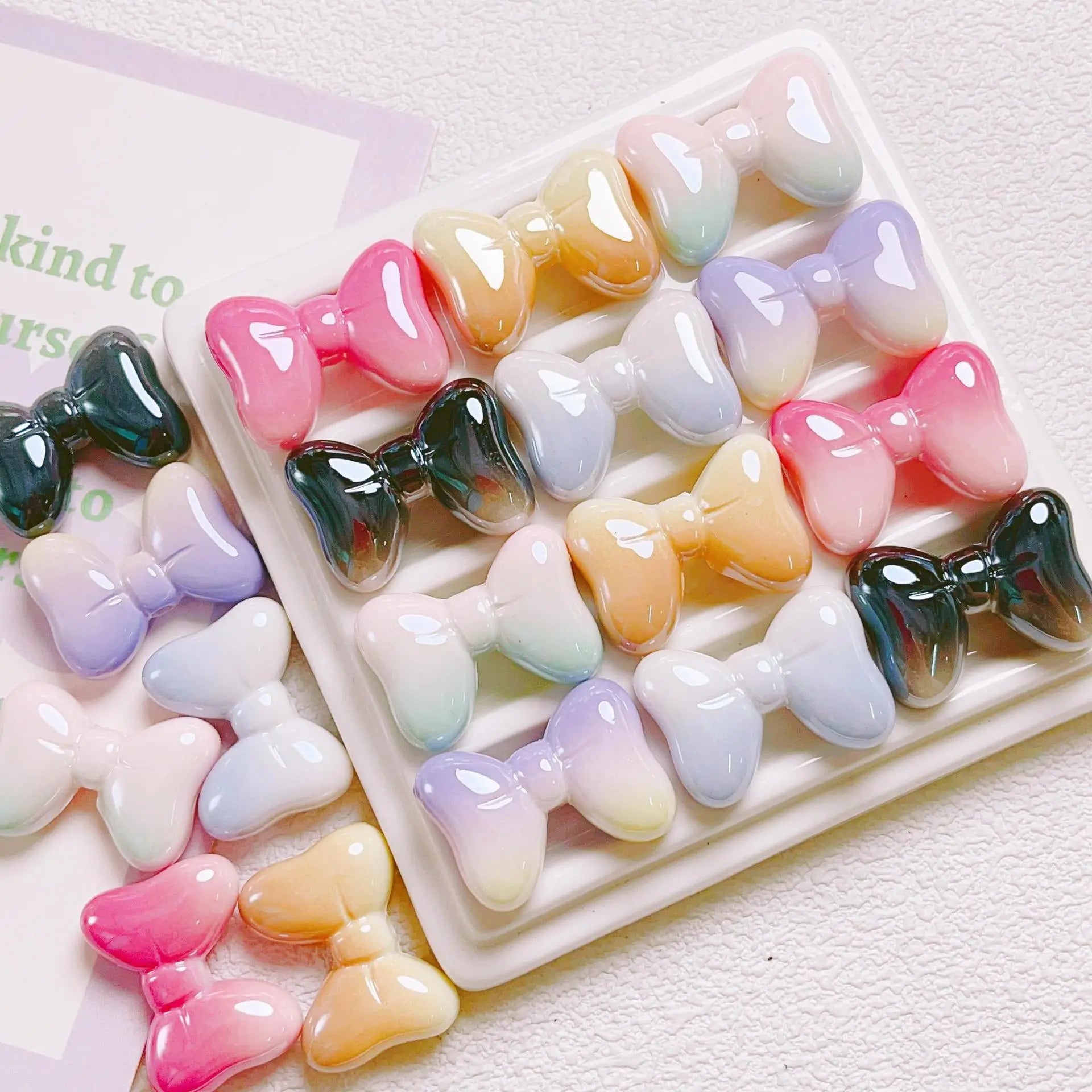 25mm Acrylic Colorful Bow Charm Rainbow Bow Beads for Jewelry Making Handmade DIY Bracelet