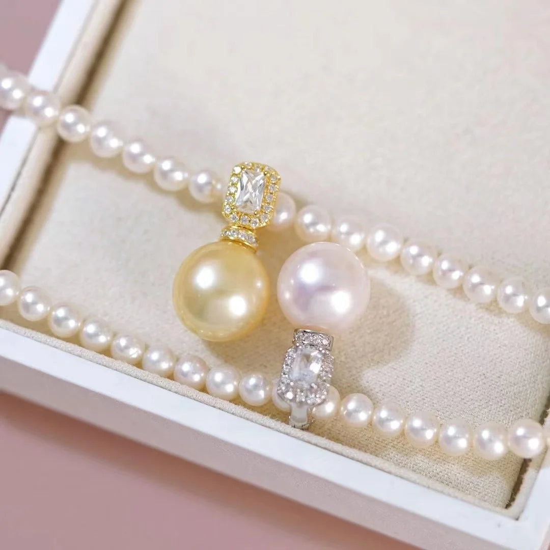 P1654 10-11mm DIY Natural  Freshwater Pearl Charm Pendant Necklace Accessory 925 Sterling Silver Jewelry for Women Without Chain