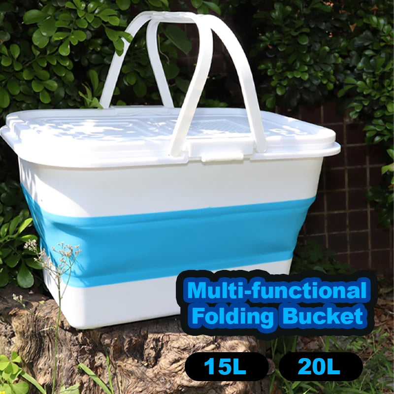 13L 15L 20L Convenient Foldable Hard Bottom Live Fish Bucket Outdoor Fishing Equipment Wholesale Fishing Gear Box