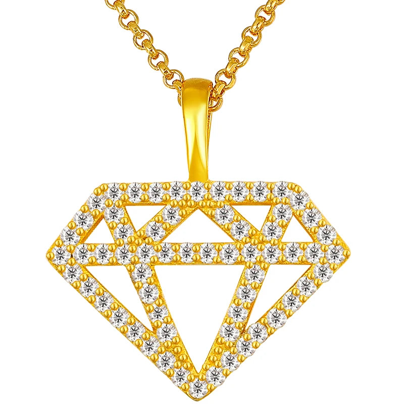 Drop Shipping Iced Out Sterling Silver Moissanite Diamond Silhouette Charm Pendant Luxury Gold Plated Pendant With Chain MegaBDM