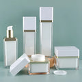 M606 Cosmetic Square White and Gold Lotion Pump Bottles 30g 50g 15ml 30ml 50ml 100ml Acrylic Cosmetic Package Container