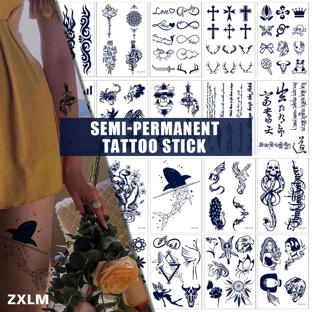 Lasting 15 Days Herbal Semi-Permanent Body Tattoo Sticker Juice Temporary Tattoos