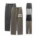 New Autumn and Winter Youth Casual Plus Fleece Sports Knitted Sweatpants Straight Pants 332G Cotton Men Washed Sweatpants