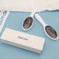 Custom Logo Wooden Massager Hair Brush Boar Bristle and Nylon Cushion Detangling Curly Paddle Wig Brush