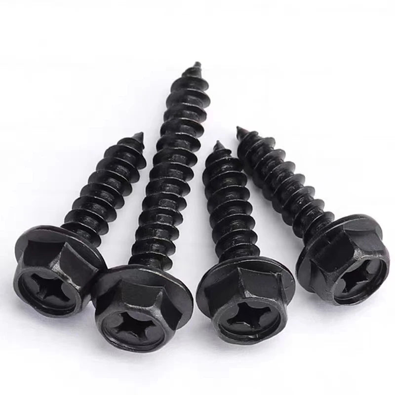 OEM Hot Sales Black Carbon Steel Hex Head Self Tapping Screws M3-M24 Oval Style Metric Measurement System