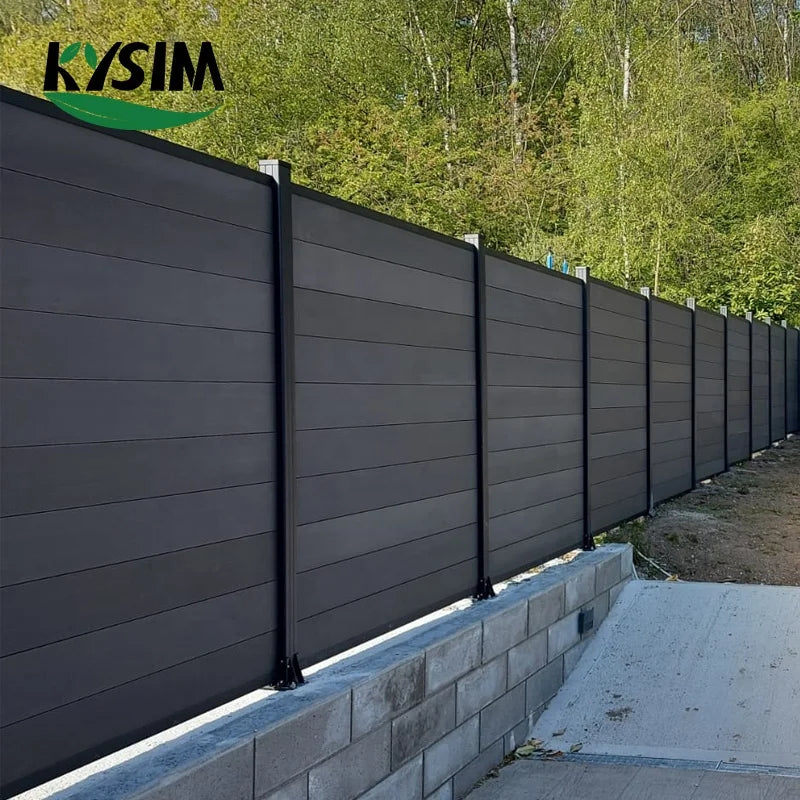 Aluminum Post Design Wood Plastic Composite Wpc Privacy Fence Garden Fence Ideas for Backyard and Garden