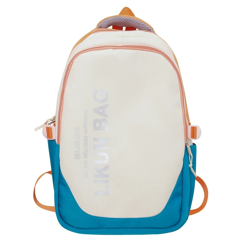 Large Capacity Solid Color Simple Style Student Backpack Versatile Backpack One Piece Dropshipping 6220