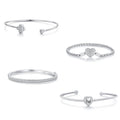 Fine S925 Jewelry Wholesale 14k 18k Gold Plated 925 Sterling Silver Jewelry Women White Gold Open Cuff Bangles With Diamonds