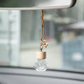 Custom logo Box 8ml Clear Colored Rhombus Shaped Car Hanging Diffuser Aroma Oil Glass Perfume Bottle With Wooden Cap