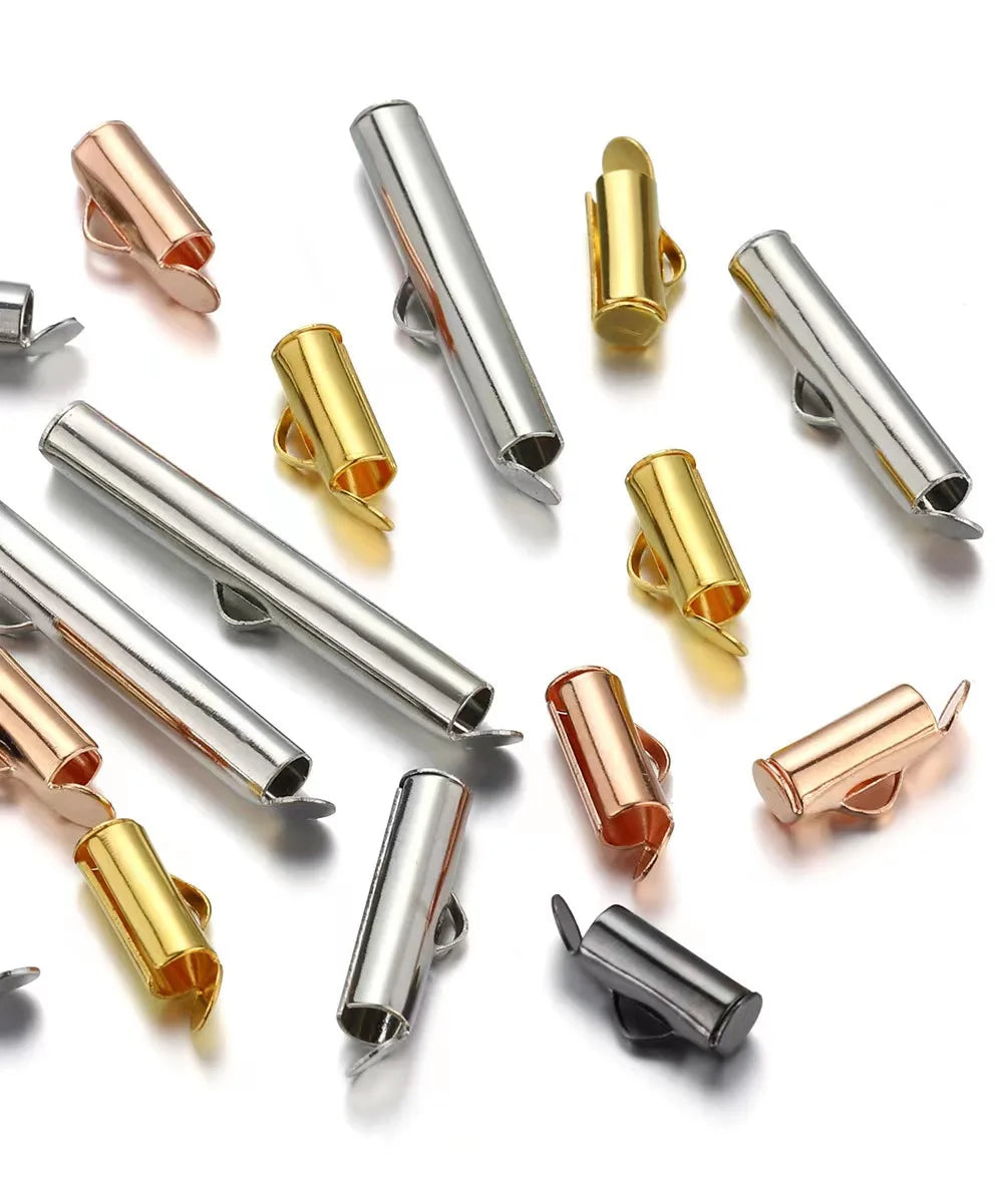 Single Groove Metal Necklace Adjuster Gold Silver Diy Stainless Steel Slide Chain Bead Tube Clasps for Jewelry Making