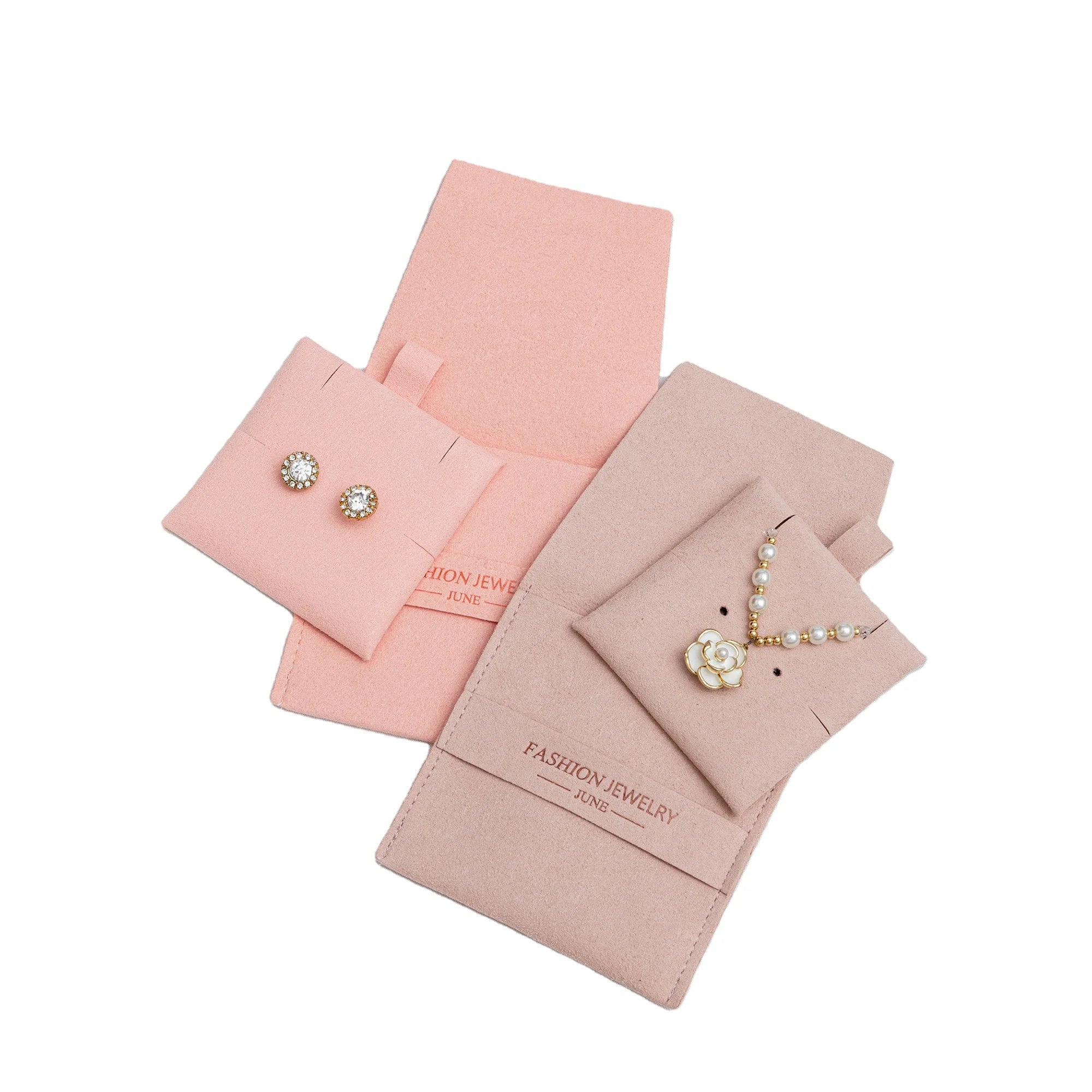 Custom 8*8CM Microfiber Jewellery Packaging Pouch Bags Pendant Earring Pouch with Emboss Logo