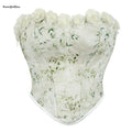 Fashion Victorian Gothic Corselet Vintage Woman Floral Sticked Corset Top with Side Zip Adjustable Crop Firm Plus Size