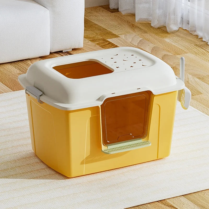 New Arrival Extra Large Semi-Enclosed Elevated Cat Litter Box Anti-Splash Plastic Cat Toilet Wholesale New Arrival Large Bread