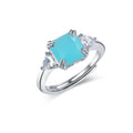 Kirin 925 Sterling Silver Engagement Ring Classic Style Sea Blue Silver Ring for Weddings Parties