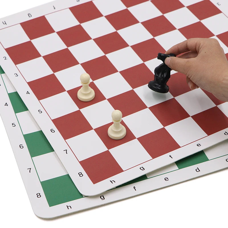 RTS Lightweight Foldable PU Leather Travel Chessboard for Kids Adults Roll-up Tournament Chess Mat for Home On-the-Go Games