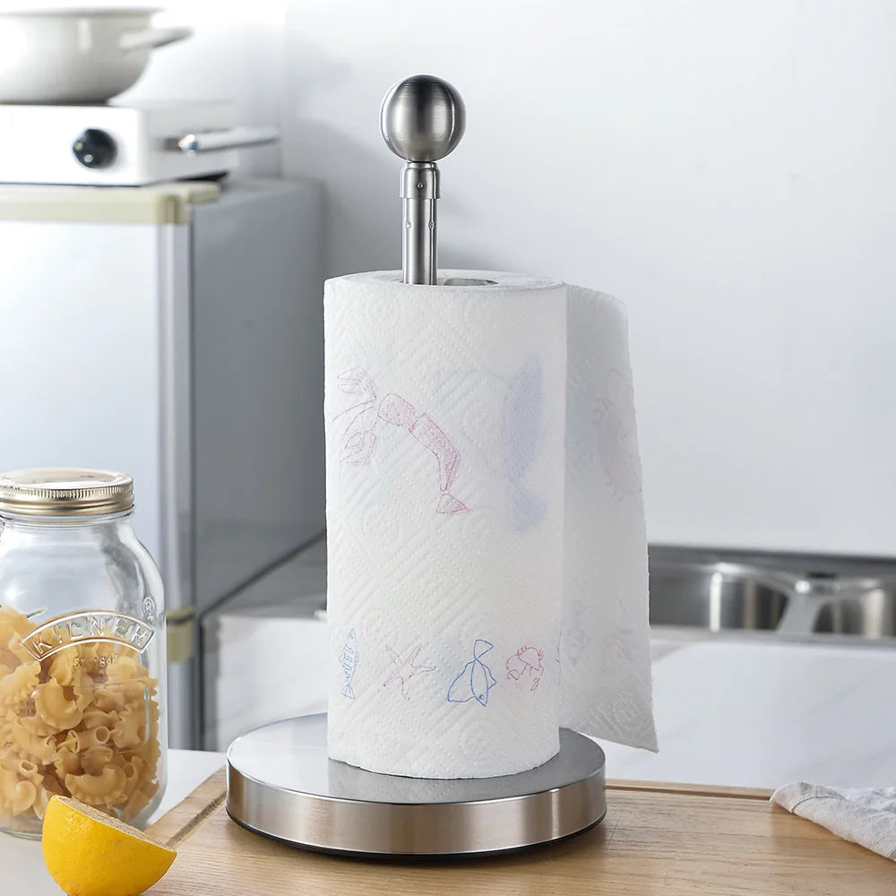 Ready-Made Punch-Free Metal Standing Type Non-Folding Paper Towel Holder Suction Bottom Portable Kitchen Storage Rack