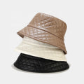WD-A1045 Korean Style Small Plaid Leather Fisherman Hat for Casual Sun Protection