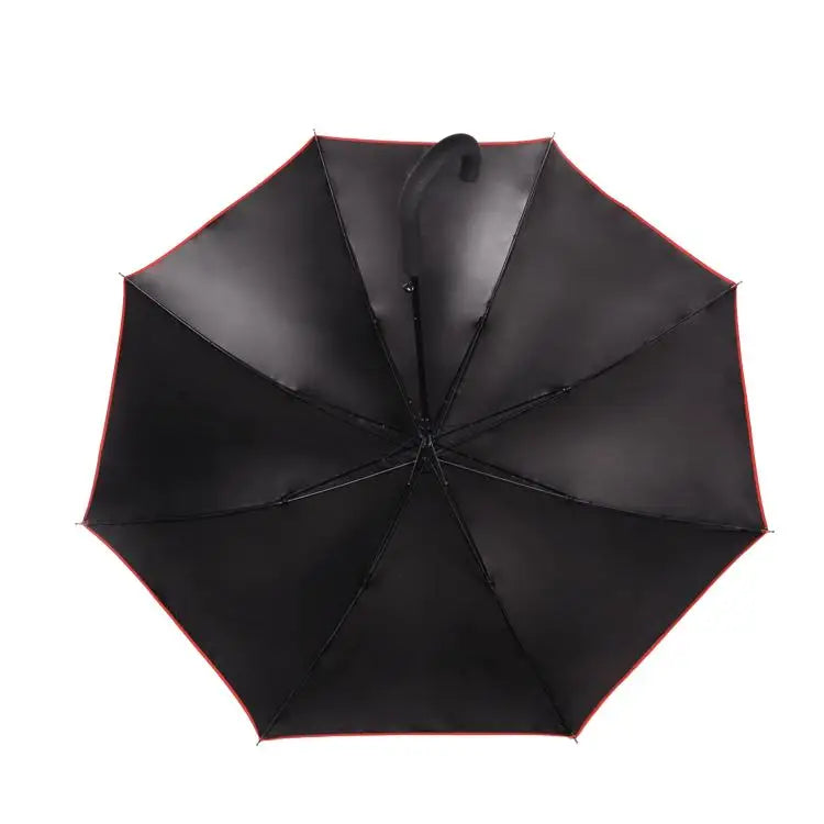 Chinese Wind-Proof Automatic Open Straight Umbrella J-Shape Wooden Handle Water Spray Features Strong Metal Frame Plastic Manual
