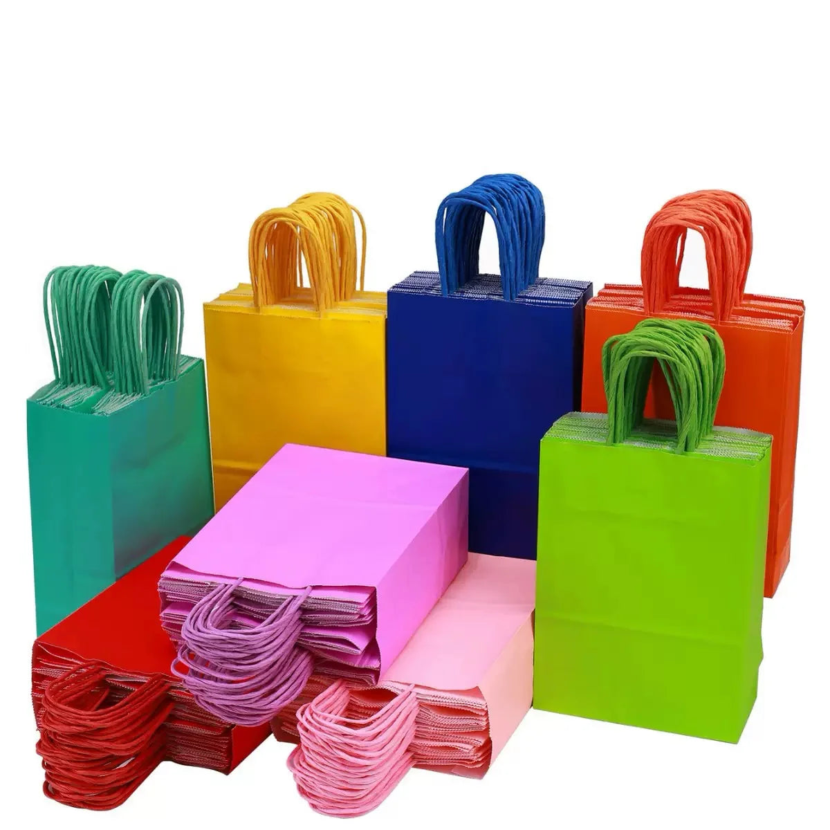 Custom Logo Printing Promotion Wedding Birthday Party Decoration Bags Recyclable Takeaway Packaging Tote Paper Bags Hand Length