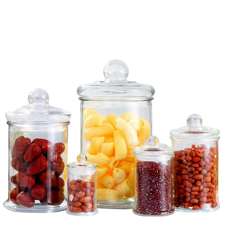 160ml 350ml 400ml 750ml Kitchen Use Round Empty Glass Storage Jar with Glass Lid for Tea